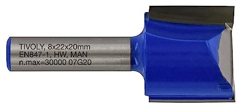 Tivoly XT60642067844 Fraises de défonceuse à rainer droit | 2 tranchants rectifiés au diamant Ø 22mm