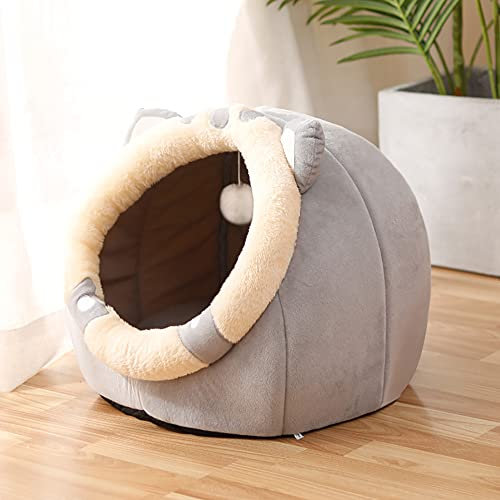 NIBESSER Katzenbett Katzenhöhle Katze katzenhaus Haustier Pet Schlafsack für Katzen Kätzchen und Hund(Katzengrau,S)