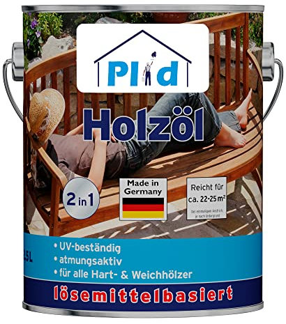 Plid® Holzöl Pflegeöl Holzschutz Imprägnieröl Gartenmöbel Teakholzöl Holzlasur Holzschutzöl Holzpflegeöl Holz Öl Außen zum Holzschutz für alle Hart- und Weichhölzer Teak 2l