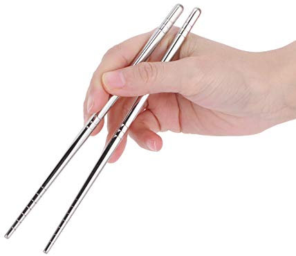 1 Paire de Baguettes en Acier Inoxydable 17,5 Cm Baguettes Alimentaires Réutilisables Vaisselle de Cuisine, Baguettes Lavables au Lave-vaisselle pour Cuisiner Manger (argent)