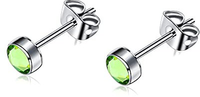 Artskin G23 Titan Damen Ohrstecker Männer Mädchen Ohrringe Hypoallergen Nickelfrei 4mm Kristall Peridot Ohrringe für empfindliche Ohren Ohrschmuck Geburtstagsgeschenk