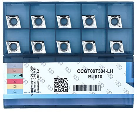 CDBP Inserti CCGT09T304 CCGT32,51 Carburo di Tungsteno per Tornitura Alluminio, per Lavorazione Alluminio e Metalli Non Ferrosi, 10 Pezzi