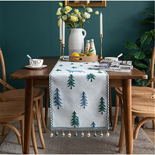 SWECOMZE Tischdecke Weihnachten Abwaschbar Wald Hirsch Tischläufer Weihnachten Weihnachtstischläufer zum Sticken Weihnachtstischdecken Weihnachts Tischdecke (35 * 200cm)