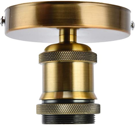 YWBL-WH Portalampada E27, Portalampada Vintage E27/E26 Portalampada da Soffitto con Accessori per Cucina, Camera da Letto, Soggiorno, 100‑240V, Elettrico(Patina d'oro)