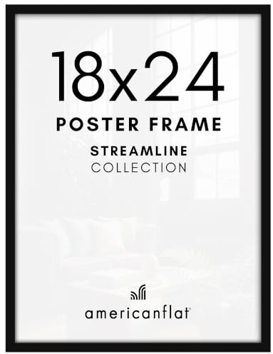 Americanflat 18x24 Poster Frame with Polished Plexiglass - Streamline Collection - Thin Border Picture Frame for Wall Display - Hanging Hardware Included - Black