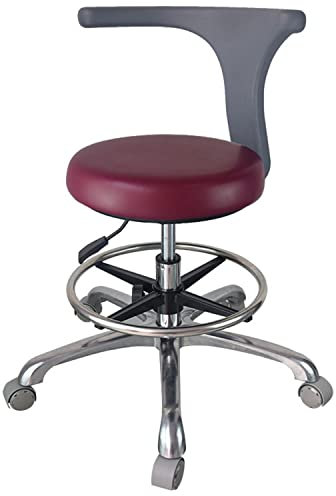 GUNEL Drehhocker Rollbarer medizinischer Zahnhocker mit Fußstütze und bequemer Rückenlehne, Verstellbarer Zahnarzt-Arbeitsstuhl für Büro, Küche, Geschäft, Labor, Heimkrankenhaus (Color : C)