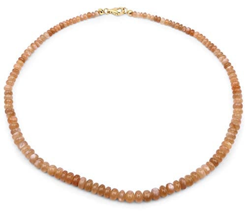 XEN Mondstein - Collier peach Rondelle 45 cm 925 Silber 45