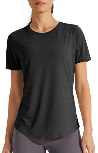 Libin Sportshirt Damen Kurzärm, Leichtes Atmungsaktiv Sport Shirts for Damen, Workout, Fitnessstudio, Laufen Tops, Quck Dry Rundhalsausschnitt Yoga-Shirts Locker, 02-schwarz, Mittel