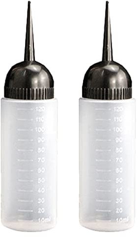 AOVNA 2 Pieces 120ml Salon Hair Color Measuring Applicator Bottle Plastic Scale Hairdressing Tool (120ml)