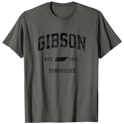 Gibson Tennessee TN Vintage Athletic Black Sport Design Maglietta