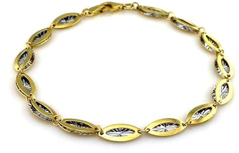 Generisch Sapphir Damen Armband Gold 8 Karat mit Kristallen für Frauen - 333 Gelb und Weißgold - Länge: 19 cm Kettenarmband Italienisch Massivgold - inkl Zwei Luxusgeschenke