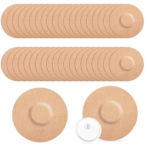 TSHAOUN 40 Stück Patches Sport Sensor Libre, Selbstklebend Fixiertapes,Wasserdichte Fixierung CGM Patches Ohne Kleber In Der Mitte, Hautfreundlich Sport Sensor Pflaster für Schwimm & Bad (Beige)