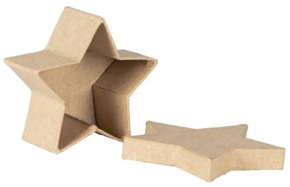 Décopatch BT085C - Kleine Box / Schachtel zum Verzieren, 7x7x3 cm, ideal für Weihnachtsdeko, Sterne, Kartonbraun, 1 Stück