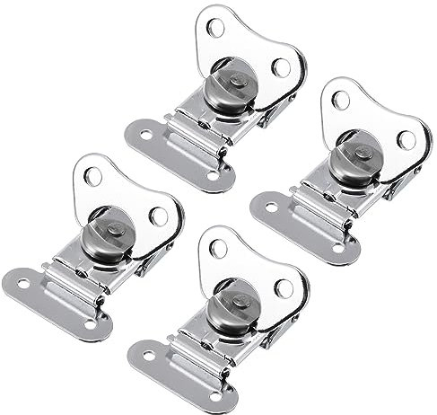 sourcing map Mariposa Giro Pestillo, 4uds 1.9 X 1.5 Hierro Resorte Cargado Abrazadera con Pasador para Caja Baúl Cierre Plateado.