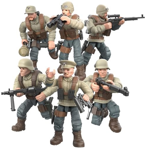 MEIEST Mini-Soldaten-Actionfiguren, Armee-Modell, Baustein-Spielzeug mit mehreren militärischen Waffen, Zubehör, Partygeschenk-Set für Kinder (Wüstenfuchs, deutsche Armee)