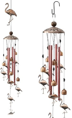 Carillon a Vent Exterieur, koshi Carillon, Carillon Metal, carillons décoratifs d'extérieur, Cloche de sorcieres, Deco Exterieur Jardin, Cloche sorciere Protection, Cadeau Maman - Flamants Roses