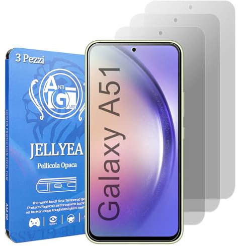 JELLYEA Film Mat pour Samsung Galaxy A51 [3-pièces] Verre Trempé Anti-reflets Anti-rayures 9H Film de Protection pour Galaxy A51, 6,5