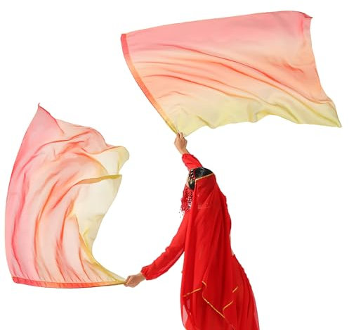 MUNAFIE Anbetungsfahnen 2 Stück Lobpreis Tanz Fahnen Rechteck Regenbogen flagge mit teleskopstab fahnenstange für Tanzaufführung Kirche 2#GELB-ORANGE-ROT