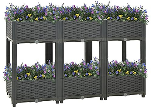 ZEYUAN Lit surélevé 120x40x71 cm Polypropylène,Bordure Pierre,Kit Gabion,Gabion Jardiniere