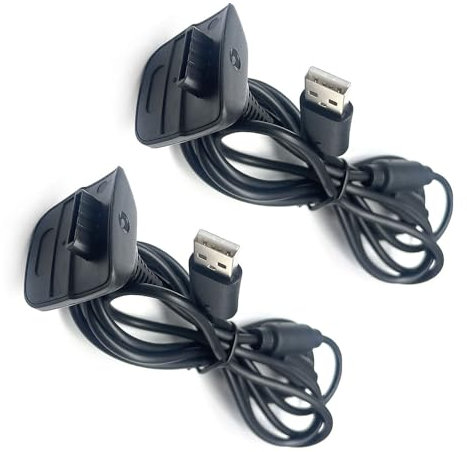 HioWuun Câble de charge USB, chargeur pour manette Xbox 360 compatible avec manettes de jeu sans fil Xbox 360 Slim et kit de jeu, environ 177,8 cm (2 pièces, noir)