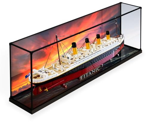 MocArt Acryl-Displaybox, kompatibel mit 10294 Titanic Modell, Legierungsrahmen Transparente Vitrine, Sammlerstücke schützende staubdichte Schaukasten (nur Displaybox)