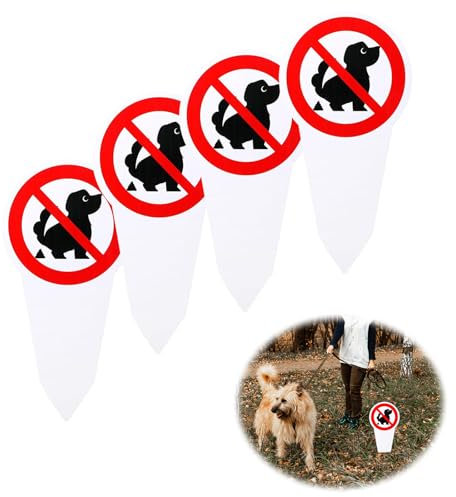 Panneau Déjection Canine Interdite, 4 Pièces Panneaux Interdits pour Chien Panneau D'interdiction Ici Pas de Toilettes pour Chien, pour les Jardins, les Sorties, les Parcs et les Voyages - 30 x 15 cm