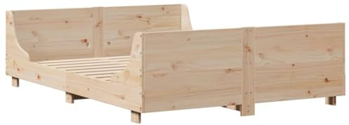 vidaXL Massivholzbett, Doppelbett Bett ohne Matratze, Holzbett mit Kopfteil Fußteil für Schlafzimmer, Bettgestell mit Lattenrost, 120x200cm Kiefer