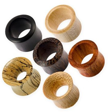 Fly Style Flesh Tunnel Ohrplug - Piercing-Schmuck aus Holz, Grösse:24 mm (Paar), Materialwahl:Zebra-Tamarind-Holz