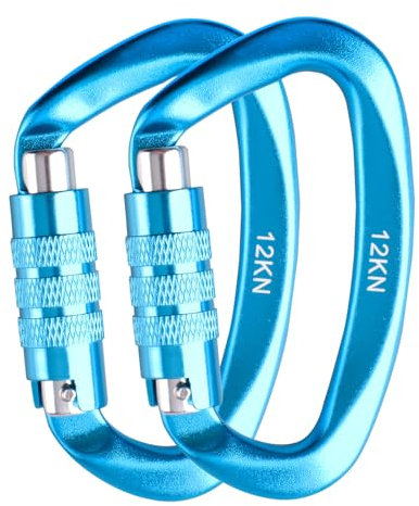 Azarxis karabiner Schnellverschluss mit 1200kg Belastbarkeit, Rostfrei und Ultraleicht, Karabinerhaken Schlüsselanhänger aus Aluminium für Hängematte, Camping, Angeln (Schraubverschluss - Hellblau)