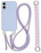 Galful iPhone 16 Plus Case with Necklace Cord for iPhone 16 Plus Case Adjustable Strap Lanyard Case with 2 Chain Shoulder Strap Necklace Rope TPU Silicone Slim Cover Purple