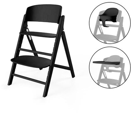 CYBEX Gold CLICK & FOLD Hochstuhl 3in1-Set, Mitwachsend, 6 Monate - 99 Jahre, Verwendbar ab Geburt durch separates Gold Bouncer Nest, Inkl. Baby-Set und Tablett, Buchenholz/Kunststoff, Stunning Black