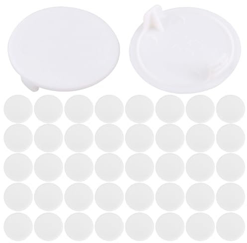 Lot de 40 cache-trous de charnièr,Couvre-Trous de Charnière,Trou Couvercle de Trou,Capuchons Ronds de Type Affleurant pour Armoire à Meubles Blanc (35 mm)