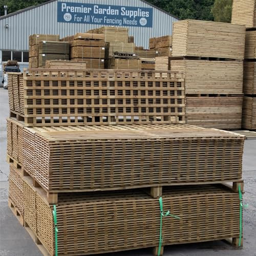 Premier Garden Supplies ELITE WALL SQUARE TRELLIS Pack of 3 Frameless Panels [Width 6ft (183cm) x Height 2ft (60cm)] Made with 8mm x 20mm Rounded Edge Smooth Laths