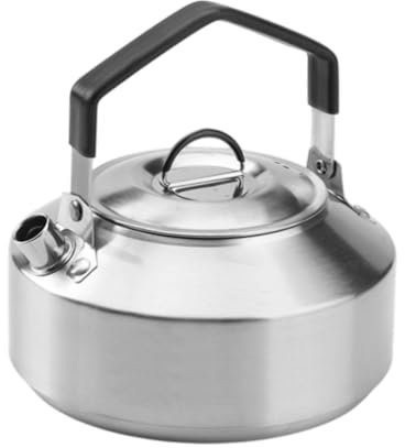Generic Camping Kettle, Water Kettle with Lid, Compact Drinkware, Portable Teapot, Water Pot for Boiling Water Over Fire, Outdoor, Silver 1L