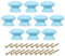PATIKIL Blue Wood Round Drawer Knobs, 10 Pcs x 1-3/8 Inch, Set of 10 with Screws for Kitchen Cupboard Furniture Door