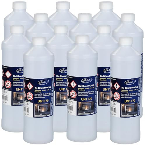 Carlo Milano 12er-Set Bio-Ethanol/Bio-Alkohol für Deko-Kamine, je 1l (Kamin)