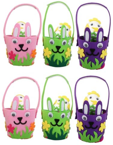Ciieeo 2 Sätze Osterkorb Aus Filz Spielzeugkorb Ei Autospielzeug Hasenkorb Grüner Hase Ostergeschenke Osterpräsente Für Osterhasen-Taschen Ostertasche Gefühlt 3 Stück * 2
