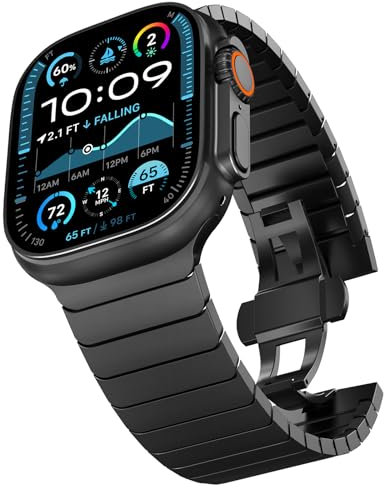 CHANCHY 49mm 46mm 45mm 44mm 42mm(Serie 3) für Apple Watch Armband,24mm verbreitertes Gliederarmband Metall Ersatzarmbänder Geeignet für iWatch Ultra 3 2 1/SE 3 2 1/Series 11 10 9 8 7 6 5 4 3,Schwarz