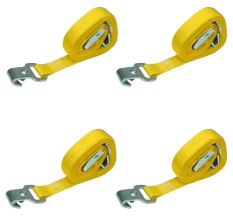 4X LOADCARE Klemmschlossgurt LC 175 daN, Spanngurt mit Flachhaken zur Ladungssicherung im Transporter + PKW 3,5 m