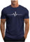 UHouse Tee Shirt Homme Sport Tshirt à Manches Courtes T-Shirts Ete Imprimé Teeshirt Col Rond Haut D'Été Streetwear Grande Taille Fin Cut Top Coton Délavé Habit Votre Compte Bleu foncé XXL