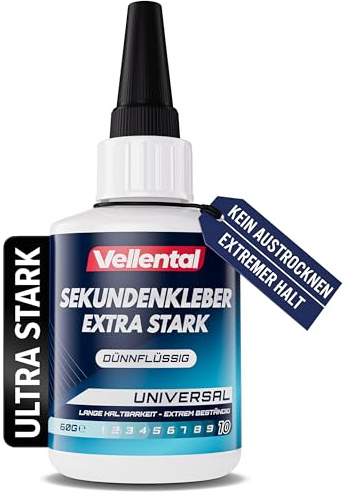 Sekundenkleber Extra Stark 60g universal - Superkleber wasserfest, hitzebeständig & mit Nadel Verschluss gegen Austrocknung - Alleskleber für Plastik, Kunststoff, Glas, Holz, Metall uvm.