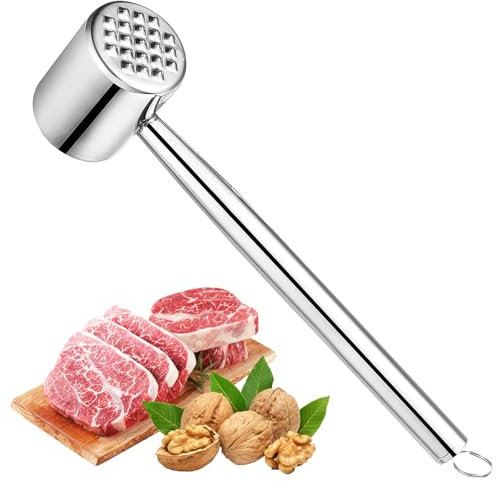 MplehDa Fleischklopfer aus Edelstahl, Fleischhammer, Doppelseitiger Schnitzelklopfer, Fleischplattierer Spülmaschinenfest für Schnitzel, Steak, Rindfleisch, Huhn, Spülmaschinenfest