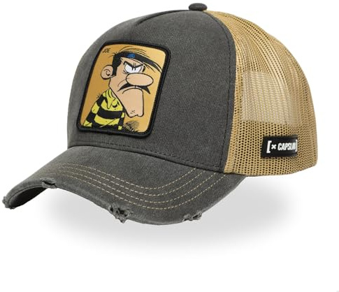 Capslab Trucker Cap mit Patch – Lucky Luke – Offiziell lizenzierte Western Cap – Distressed Look – Verstellbare Snapback – Unisex Trucker Cap mit Netzrückseite