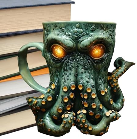 Octopus Coffee Cup Octopus Shaped Handle Cup | 3D Resin Squid Coffee Cup Resin Drinking Vessel Novelty Marine Theme Drinks for Coffee, Tea, Milk Juices