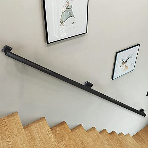 Generico Scale Interne da 1/2/3/4/5/6 Metri - Ringhiera in Ferro battuto per corridoio, soppalco, Kit Completo per Montaggio a Parete - Nero Opaco (Dimensioni: 2,8 m)