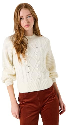 Joe Browns Women's Cream Knit Cable Detail Jumper, Regular, Beige
