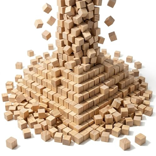 Holzwürfel,Holz Würfel 10mm,432 Stück Holzwürfels zum Basteln,Holzklötze für DIY Malen Handwerk Dekoration Zahlen(432PCS 10mm）