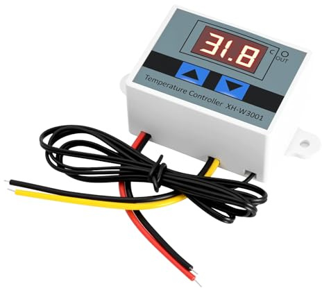 AYWHP XH-W3001 Thermostat Numérique LED 220V avec Sonde NTC 10K, Contrôleur de Température Chauffage et Refroidissement pour Aquarium, Incubateur, Serre