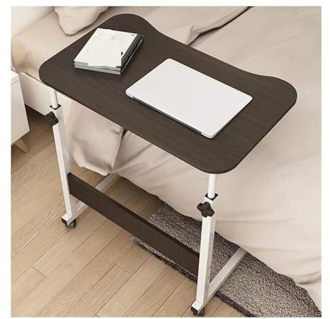 MEIZHITU Beistelltische Fürs Wohnzimmer Beistelltisch Stahlrahmen Laptop-Schreibtisch Mit Rad Mobiler Stehpult Heben Über Dem Bett Nachttisch Verstellbar Zuhause Krankenhaus(Black)