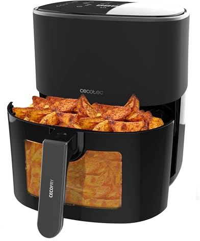 Cecotec Freidora de Aire 6,5 L Cecofry Fantastik Window 6500 Total | Potencia de 1700 W, Pantalla Digital, Ventana de Visualización, Diseño Dietético, Tecnología PerfectCook, 12 Menús